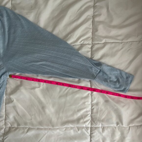 7 for all Mankind Blue mock Neck Puff Shoulder Top Size Large - Picture 6 of 6